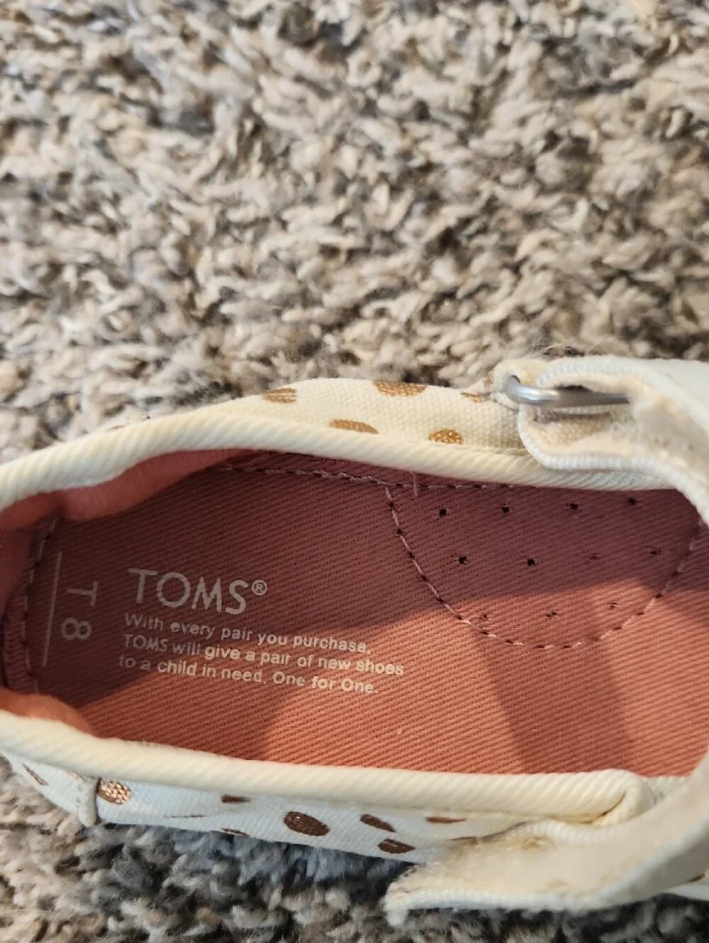 TOMS Cream Mary Jane Sneakers with Metallic Gold Dots